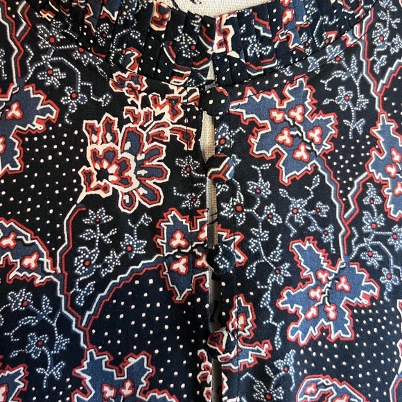 Loft Ruffle Black and Brown Floral Print Mini Dress Perfect for Fall Size Med - Picture 6 of 9